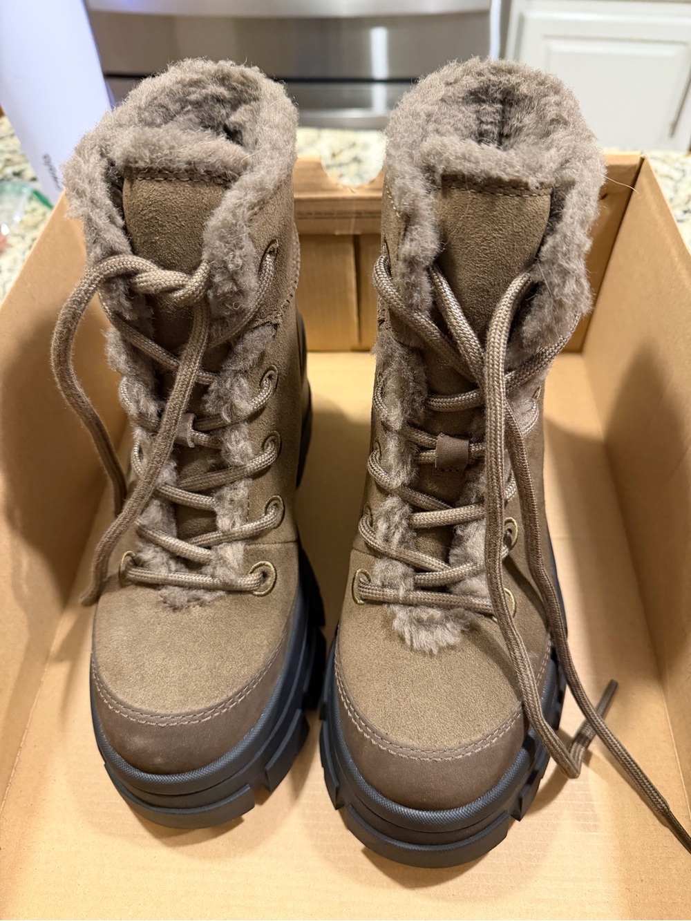 Ugg Brooklyn Lace-Up Winter Boots in Taupe